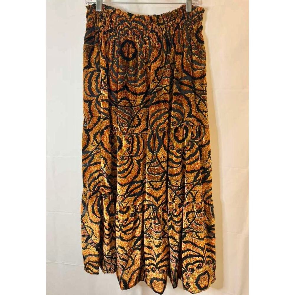 by Anthropologie The Somerset Maxi Skirt: Nina Pace Velvet Edition Orange sz. S - Picture 5 of 10